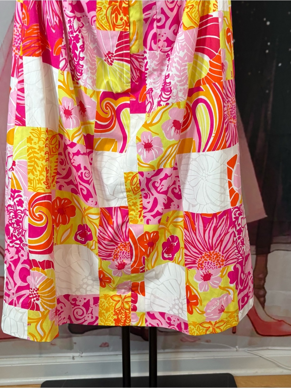 Lilly Pulitzer Strapless Floral Patchwork Dress in Pink, Yellow & White Sz 6 - Picture 10 of 16